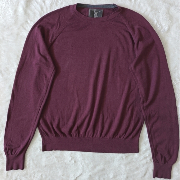 Maker & Company Men's Large Silk Cashmere Blend Crew Neck Sweatshirt Maroon - Picture 1 of 4